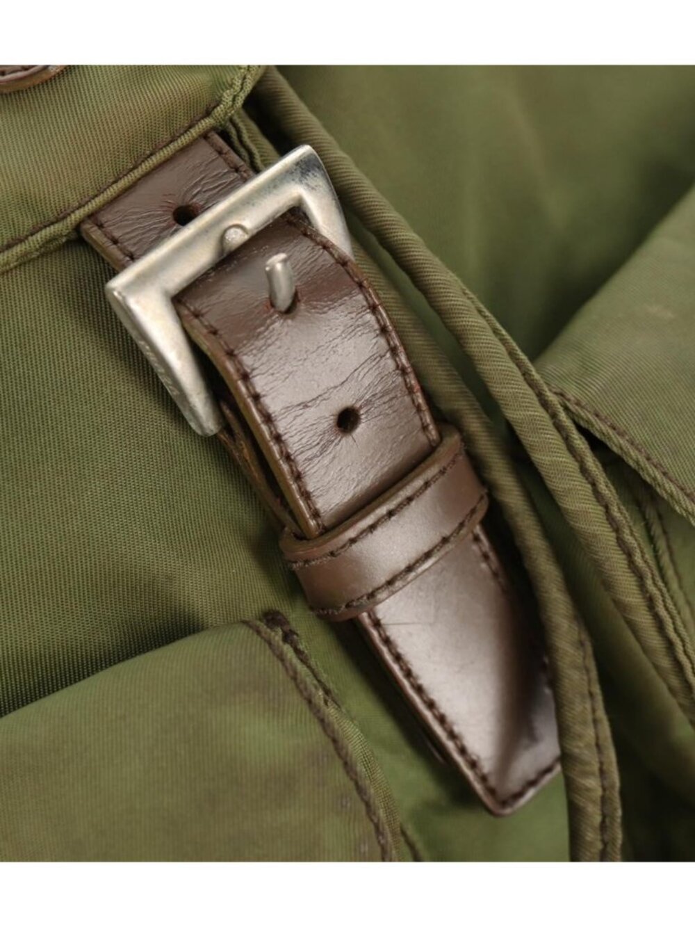 PRADA Backpack Nylon Khaki Silver - Picture 6 of 16